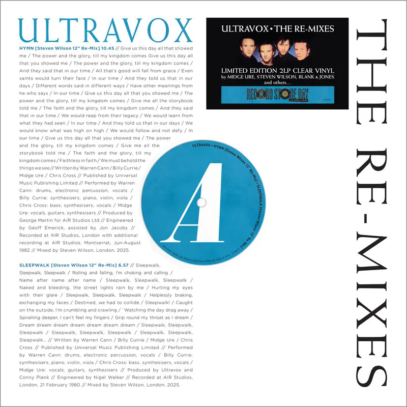Ultravox - Re-mixes (2LP/Clear Vinyl)
