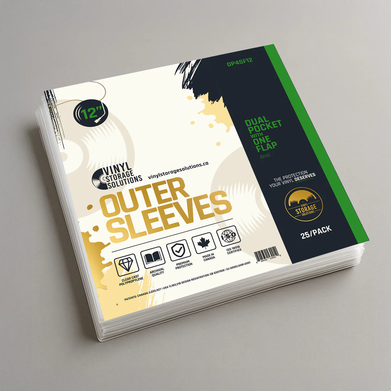 12" Dual Pocket Outer Sleeves w/ One Flap - 4mil (25 pack)