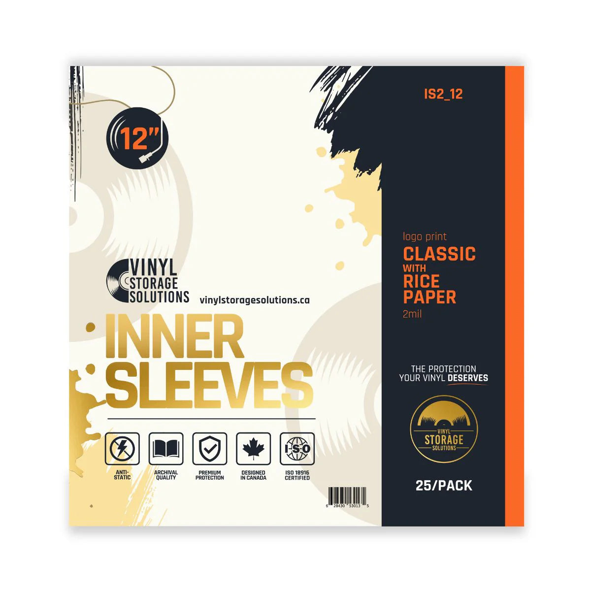 Vinyl Solutions - 12" Inner Sleeves w/ Rice Paper - 2mil (25 pack)