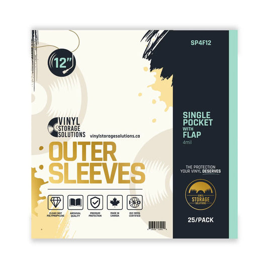 Vinyl Solutions - 12" Single Pocket Outer Sleeves w/ Flap - 4mil (25 pack)
