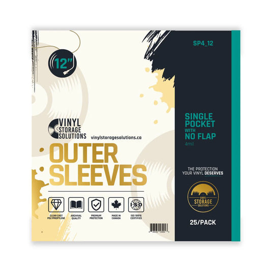 Vinyl Solutions - 12" Single Pocket Outer Sleeves w/ No Flap - 4mil (25 pack)